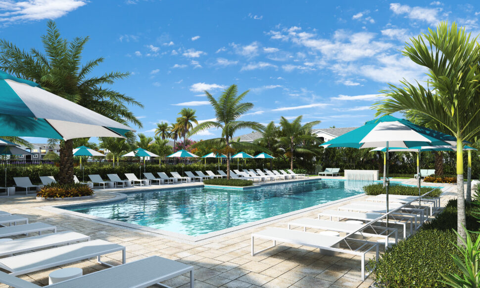 Resort-style pool at Everly luxury apartments in Naples FL