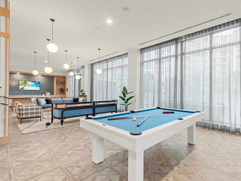 Resident Lounge with Billiards at The Marc Luxury Apartments in Palm Beach Gardens FL