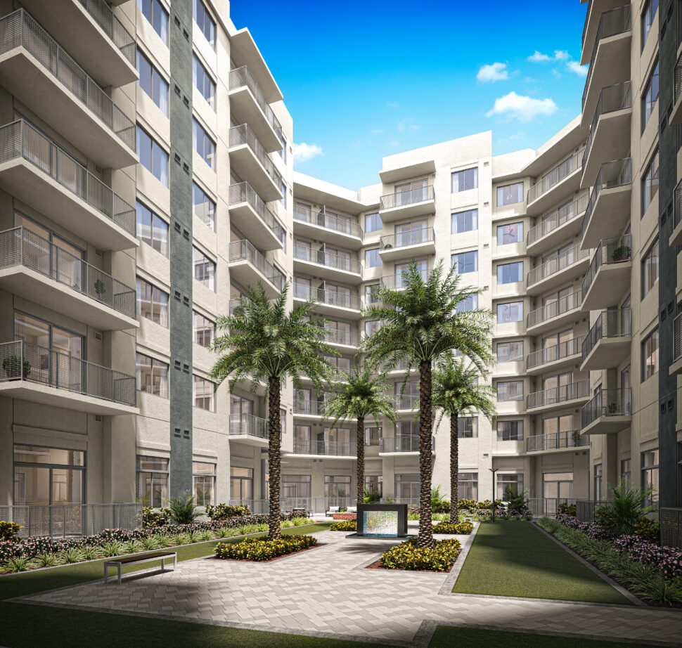 Courtyard at The MARC luxury apartments in Palm Beach Gardens, FL