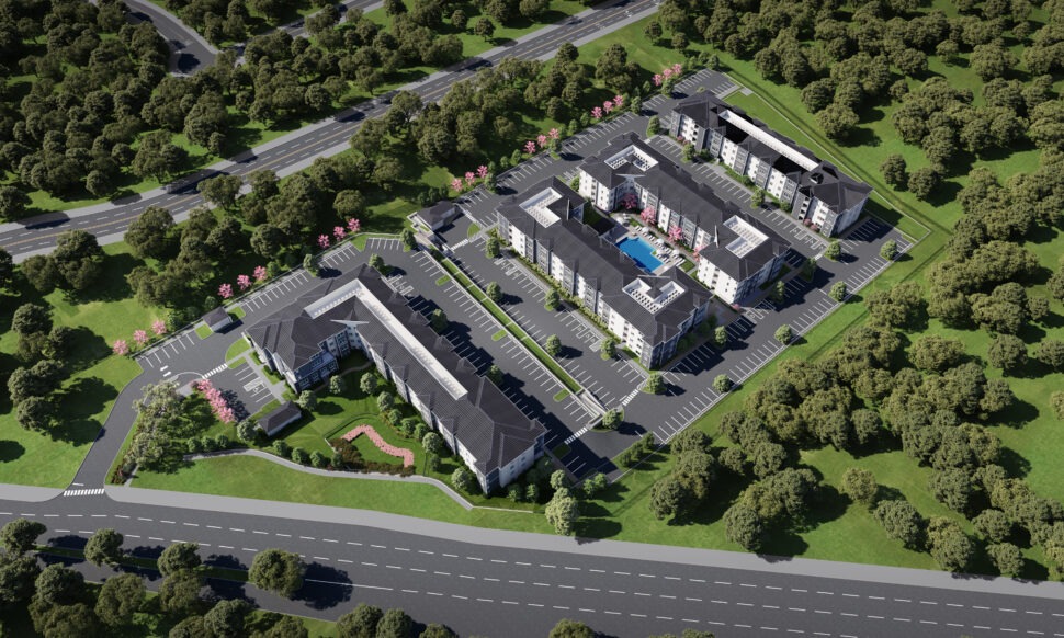 Aerial View of Cyrus New Apartments in Northeast Austin TX